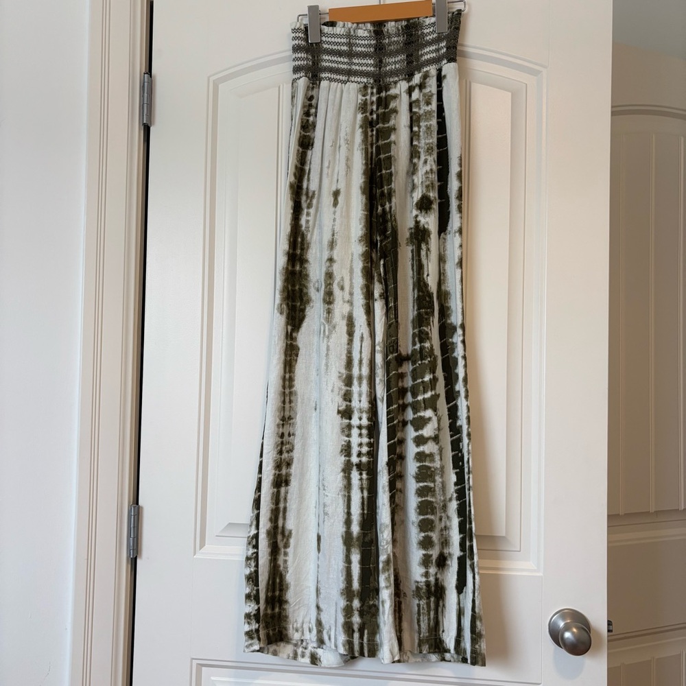 Rewash | M | Olive and White Tie-Dye Wide Leg Pants